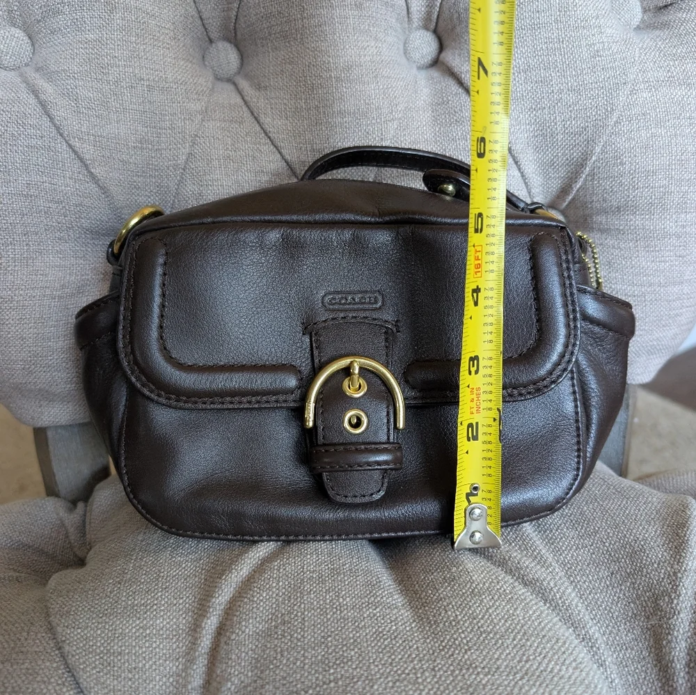 COACH Campbell Leather Camera Bag Crossbody Brown F25150